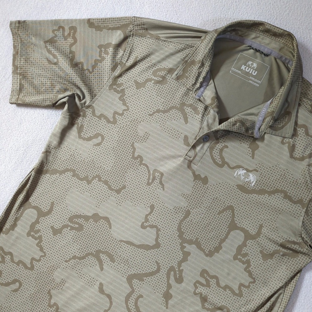 KUIU Performance Sage Tonal Polo Shirt Mens Large Green Southwire Logo Sleeve